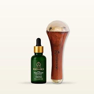 Lusso Alchemy Radiance 7-in-1 Face Serum & Kansa Wand Set | Organic Bakuchiol & Seabuckthorn Serum Glowing Skin | Ayurvedic Bronze Face Massage Tool for Detox & Radiance | Vegan Fast-Absorbing | 30ml