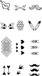 Simply Inked Minimalist 12 Tattoo Bundle Designer Temporary Tattoo for Girls Boys Men Women waterproof Sticker Size: 2.5 x 4 inch l Black l 2g