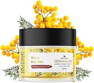 BIOFRESH BOTANICALS Mimosa Dry Skin Body Butter Cream - 200ml Nourishing & Hydrating Cream with Mimosa Extract Shea Butter & Aloe Butter Winter Moisturizer Cream for Daily Use Lotion