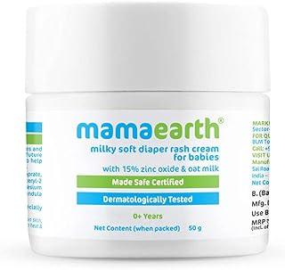 Mamaearth Milky Soft Diaper Rash Cream for Babies - 50g | Infused with 15% Zinc Oxide, Oat Milk & Calendula | Prevents Rashes, Soothes Redness & Itching, Toxin-free
