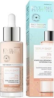 Eveline Cosmetics Face Serum Glowing and Whitening, Vitamin C+cg, Hypoallergenic and Safe for All Skin Types, Shot 5% Caffeine to Reduce Puffiness and Inflammation, Under Eye Serum for Dark Circles - 30ml