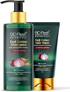 BioFresh Botanicals Red Onion Hair Growth Shampoo 250ml For Hair Growth And Hair Fall Control With Onion Hair Mask 150ml with Red Onion Oil for Strong, Conditioned & Healthy Hair