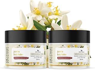BIOFRESH BOTANICALS Jasmine Body Butter - 200ml Hydrating Winter Cream for Dry & Cracked with Aloe, Murumuru Butter & Jasmine Extract Skin Anti-Aging Moisturizing Body Butter for Dry Skin (Pack of 2)