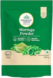 A TATA Product - Organic India Moringa Powder, Dietary Supplement, Superfood, Rich In Vitamins, Minerals & Amino Acids, For Immunity, Digestion & Energy, Gluten Free, Certified Organic, 200g, Pouch