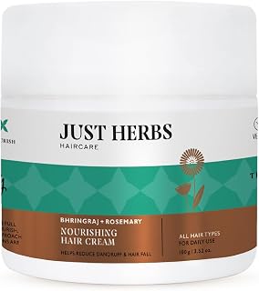 Just Herbs Nourishing Hair Cream for Men & Women with Bhringraj & Rosemary, Helps Reduce Dandruff and Hairfall 100 g