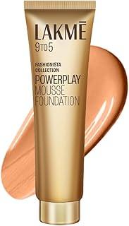 Lakme Powerplay Mousse Foundation, Matte Finish, Full coverage, Lightweight, Long Lasting Face Makeup,Rose Ivory, 25g