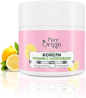 Pure Origin Korean Vitamin C Moisturizer | 24-Hour Moisturization | Light & Non-sticky | Brightens & Evens Skin | 100g