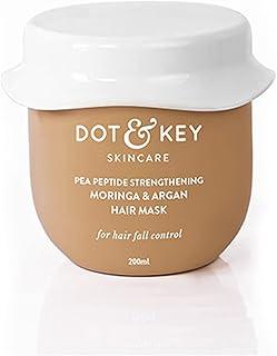 DOT & KEY Pea Peptide Strengthening Hair Mask With Moringa & Argan | For Hair Fall Control, Dry and Frizzy Hair | Smoothening for Women & Men, 200 Millilitre