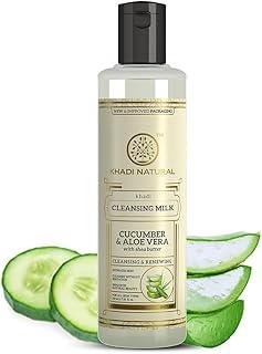 Khadi Natural Cucumber & Aloe Vera Cleansing Milk | Makeup Remover with Shea, Kokum Butter | Tones, Nourishes Skin | Rich in Antioxidants | Suitable for All Skin Types | 210ml