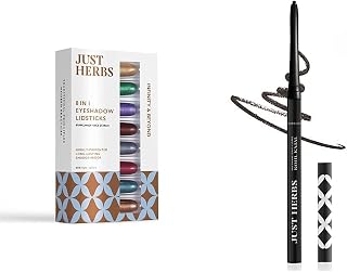 Just Herbs 8 In 1 Herbal Metallic stick-Shimmery Finish - 12Gm& Retractable 2 In 1 Herbal Eyeliner + Kajal stick- Black 0. Pack of 2