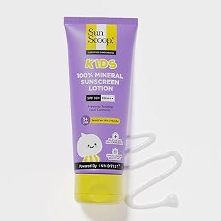 SunScoop Kids 100% Mineral Sunscreen Lotion SPF 30+ PA++++ | Paediatrician Recommended | Prevents Tanning & Sunburn | Sweat & Water Resistant | Safe for Sensitive Skin | for 1+ Years | 75 gm
