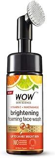 WOW Skin Science Brightening Vitamin C & Niacinamide Foaming Face Wash | For Brighter Glow | Built-in Brush for Deep Cleansing | Brightens & Evens Out Skin Tone | Face Wash for Women & Men | 150ml
