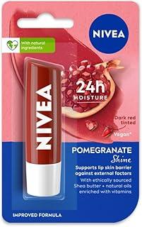 NIVEA Shine Caring Lip Balm, Pomegranate, 4.8G, Red