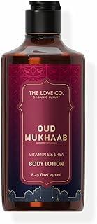 THE LOVE CO. Oud Mukhaab Body Lotion - Nourishing Moisturizer Cream for Dry Skin - Suitable for Men and Women with Jojoba Oil, Shea Butter & Vitamin E - 250ml