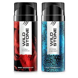 Wild Stone Ultra Sensual and Hydra Energy Deodorants Spray For Men, Pack of 2 (150ml each)