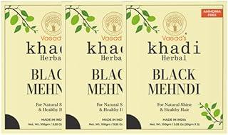 VAGAD'S KHADI HERBAL GRAMODAYA Black Mehndi, Henna, 300g - Black (Pack of 3)
