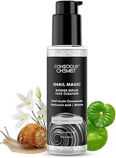 Conscious Chemist Snail Mucin Face Wash | 100ml | Cleanser for Face for Women & Men, Low pH Gel with Korean Snail Mucin Concentrate, Hyaluronic Acid & Betaine, All Skin Types - Snail Magic