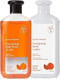 BBB Better Body Bombay Blood Orange Energizing Body lotion and Body Wash Combo | For All Skin Types | Brightens, Renews & Repairs | For Skin Brightening (300ml)