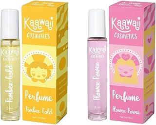 Kaawaii Cosmetics Perfume Boys & Girl Kids Safe Water Based 4 Years To 12 Years Long Lasting Fragrance Spray For All Occasions And Everyday Use, Timber Gold & Flower Power 15 ml, Pack of 2