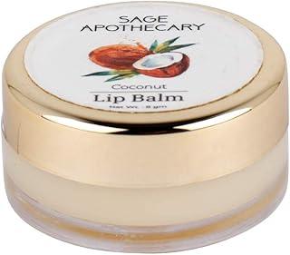 Sage Apothecary Super Soft Natural Coconut Lip Balm to Protect & Heal Lips | Lighten and Brighten Dark Lips| Heal Chapped Cracked Dry Lips | Active Nourishing Care | 24 Hour Intense Moisterization|Suitable for Men Women Girls Boys| Pack of 8GM
