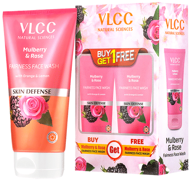 VLCC Mulberry & Rose Face Wash 150ml Each (Buy 1 Get 1 Free) combo pack of 2 tubes