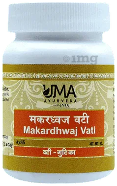 Uma Ayurveda Makardhwaj Vati bottle of 80 tablets