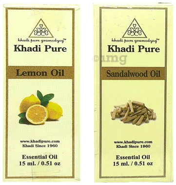 Khadi Pure Combo Pack of Lemon Oil & Sandalwood Oil (15ml Each) combo pack of 2 bottles