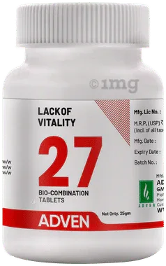 Adven Lack of Vitality 27 Biocombination Tablet bottle of 25 gm biocombination tablet