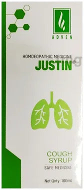 Adven Justin Cough Syrup bottle of 180 ml syrup