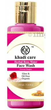 Khadi Care Herbal Rose Water Face Wash bottle of 210 ml face wash