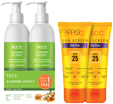 VLCC Combo Pack of Almond Body Lotion (350ml) & Sun Screen Lotion SPF 25 (150 ml) combo pack of 2 units