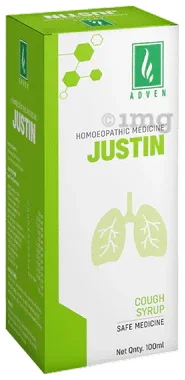 Adven Justin Cough Syrup bottle of 100 ml syrup