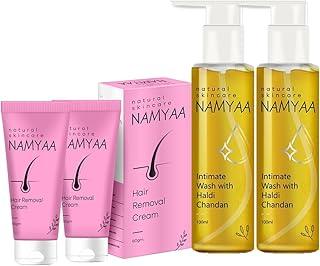 Namyaa Intimate Hygiene Care Set-Hair Removal Cream 120gm & Haldi Chandan Hygiene Wash 200Ml Pack Of 4 (4)