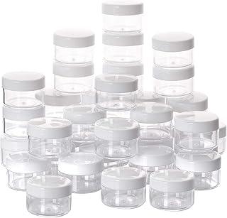 Hunky Dory 12pcs 15grams PS Acrylic Transparent with White Cap + LID Cosmetics Container for Creams,Lip Balm, Body Butter, Essential oil, Costemic, Makeup, Travel Use