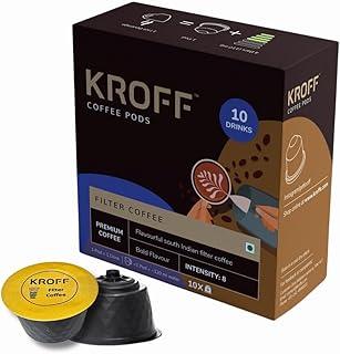 KROFF South Indian Filter Coffee Pods | Coffee-Chicory blend with Creamy Milk | 10 Pods Per Box | Dolce Gusto Compatible