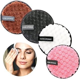 KitchenFest® Reusable Makeup Remover Pads, Round Soft Microfiber Facial Cleansing Puff, Double-Sided, Washable, Chemical Free Eye Makeup Removal, Pack of 2 (2)
