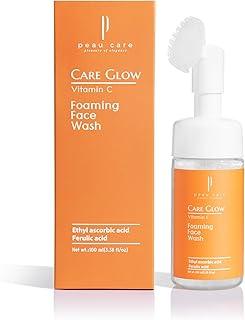 PEAU CARE Glow Vitamin C Foaming Face Wash (100 mL) | Built-in Brush, Gentle Cleansing, Brightening | Antioxidant Protection | For Women & Men, All Skin Types