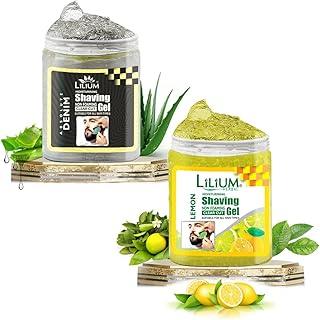 Lilium Moisturizing Non Foaming Shaving Gel | Absolute Denim & Lemon, Pack of 2, 500ml Each | Precision Shaving & Refreshing Comfort | Skin Soothing & Smooth Razor Glide