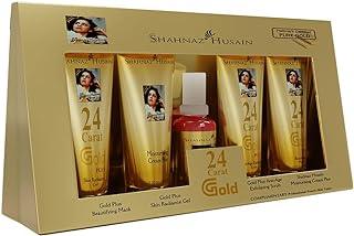 Shahnaz Husain Anti-Aging Herbal Facial Kit | Rejuvenates, Firms & Brightens Skin | Natural Skincare for Mature Skin (40g+15ml, Gold Kit)