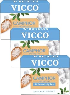Vicco Camphor Bathing Bar | Cooling Bathing Bar with Pure Camphor and Moisturising Glycerin