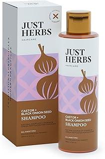 Just Herbs Ayurvedic Castor and Black Onion Seed Sulfate Free Shampoo | Reduce Hair fall | Natural Shampoo For Dry and Frizzy Hair - 200ml