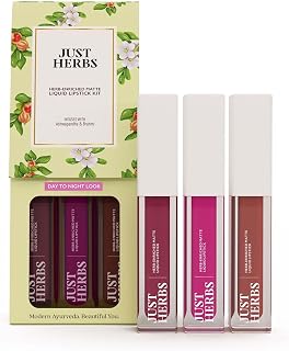 Just Herbs Herb Enriched Matte Liquid Lipstick | Set of 3 | Liquid Lipstick for Women | Day to Night | Hydrating & Lightwe