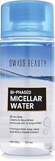 Swiss Beauty Bi-Phased Micellar Face Cleansing Water | Removes dirt, impurities and waterproof makeup | With Aloe vera and Witch Hazel | 100 ml