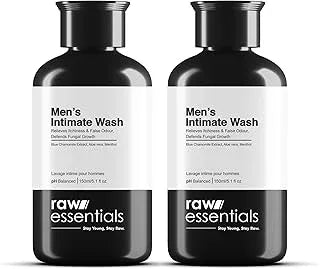 Raw Essentials Intimate Wash for Men 150ml (Pack of 2), Relieves Itchiness & Odour, Prevents Fungal Growth, Brightens Groin Area, pH Balanced, Sulphate Free, Paraben Free