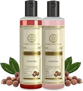 Khadi Natural Satritha Hair Cleanser & Conditioner Combo | Herbal Shampoo Duo to Control Hair Fall & Repair Damage Naturally - (210ml x 2)