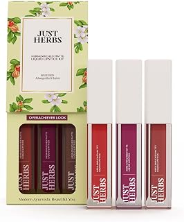 Just Herbs Herb Enriched Matte Liquid Lipstick | Set of 3 | Liquid Lipstick for Women | Overachiever Look | Hydrating & Li