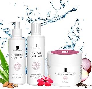 Hayze Anti-Hair Fall and Anti-Dandruff Hair Care with Onion Hair Oil + Onion Shampoo + Onion Hair Mask Combo (3 Items in the set)