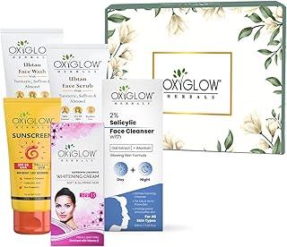 Oxyglow Herbals Skincare Gift Set, Face Wash, Face Scrub, Salicylic Cleanser, Whitening Cream SPF 15, Sunscreen SPF 50, 5 Pieces