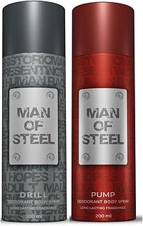 MAN OF STEEL Drill & Challenge Deodorant Body Spray - 200ML Each (Pack of 2)