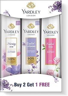Yardley London Refreshing Deo Body Spray Tripack (English Lavender + English Rose + Morning Dew) for Women, 150ml Each (Pack of 3)